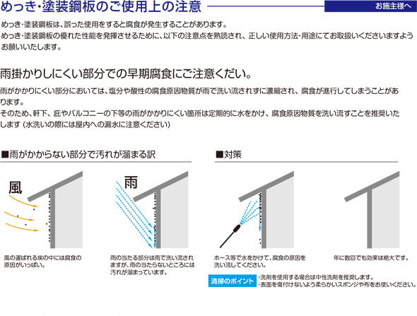 めっき・塗装鋼板のご使用上の注意